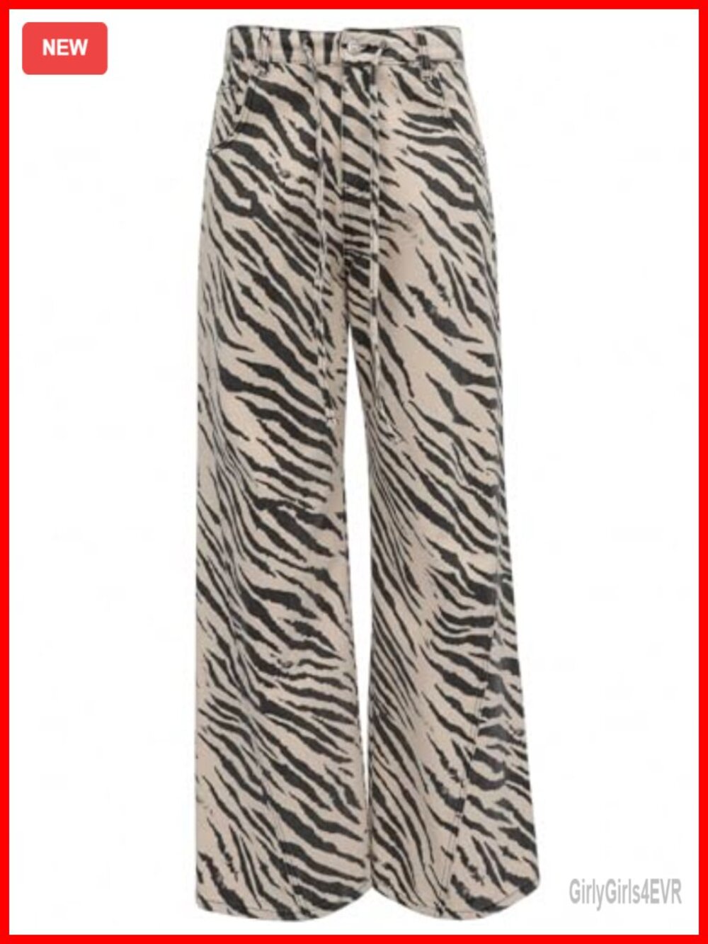 Y2K Zebra Striped Baggy Jeans High Waist Drawstring